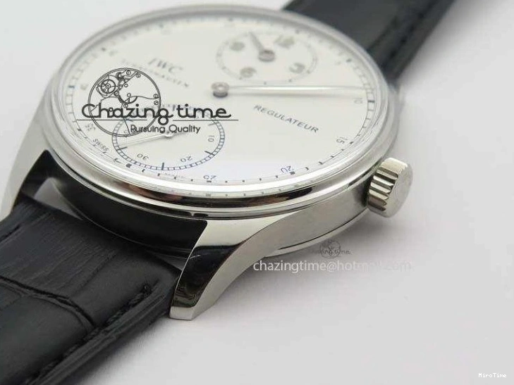 MIROTIME 1230 Effortless Portuguese IW544404 SS White Dial On Black Leather Strap A 7257